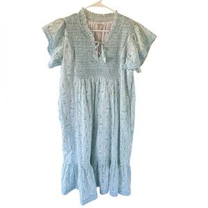 Smockingbird NEW Cottagecore Blue Floral Midi Dress